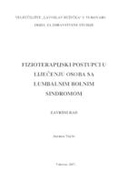 prikaz prve stranice dokumenta FIZIOTERAPIJSKI POSTUPCI U LIJEČENJU OSOBA SA LUMBALNIM BOLNIM SINDROMOM