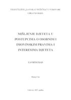 prikaz prve stranice dokumenta MIŠLJENJE DJETETA U POSTUPCIMA O OSOBNIM I IMOVINSKIM PRAVIMA I INTERESIMA DJETETA