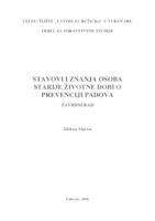 prikaz prve stranice dokumenta STAVOVI I ZNANJA OSOBA STARIJE ŽIVOTNE DOBI O PREVENCIJI PADOVA