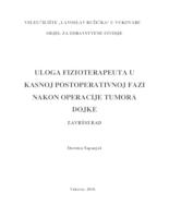 prikaz prve stranice dokumenta ULOGA FIZIOTERAPEUTA U KASNOJ POSTOPERATIVNOJ FAZI NAKON OPERACIJE TUMORA DOJKE