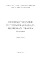 prikaz prve stranice dokumenta ISHODI FIZIOTERAPIJSKIH POSTUPAKA KOD KRIŽOBOLJE  - PREGLED BAZA PODATAKA