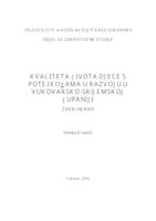 prikaz prve stranice dokumenta KVALITETA ŽIVOTA DJECE S POTEŠKOĆAMA U RAZVOJU U VUKOVARSKO-SRIJEMSKOJ ŽUPANIJI