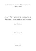 prikaz prve stranice dokumenta NAJVIŠE VREDNOTE USTAVNOG  PORETKA REPUBLIKE HRVATSKE