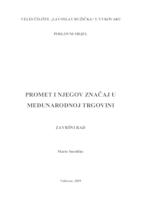 prikaz prve stranice dokumenta PROMET I NJEGOV ZNAČAJ U MEĐUNARODNOJ TRGOVINI