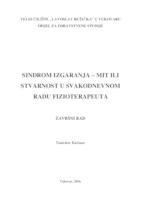 prikaz prve stranice dokumenta SINDROM IZGARANJA - MIT ILI STVARNOST U SVAKODNEVNOM RADU FIZIOTERAPEUTA