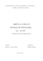 prikaz prve stranice dokumenta DRŽAVA I PRAVO FEUDALNE ENGLESKE, 11 - 15 st.