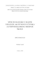 prikaz prve stranice dokumenta SPOLNE RAZLIKE U RAZINI TJELESNE AKTIVNOSTI UČENIKA ZAVRŠNIH RAZREDA SREDNJE ŠKOLE