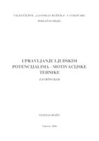 prikaz prve stranice dokumenta UPRAVLJANJE LJUDSKIM POTENCIJALIMA - MOTIVACIJSKA TEHNIKA