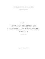 prikaz prve stranice dokumenta MOTIVACIJA DJELATNIKA KAO STRATEŠKI VAŽAN ČIMBENIK USPJEHA PODUZEĆA