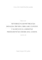 prikaz prve stranice dokumenta NEVERBALNA KOMUNIKACIJA DONALDA TRUMPA I HILLARY CLINTON U KAMPANJI ZA AMERIČKE PREDSJEDNIČKE IZBORE 2016. GODINE