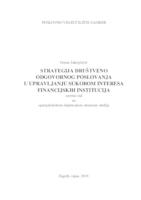 prikaz prve stranice dokumenta STRATEGIJA DRUŠTVENO ODGOVORNOG POSLOVANJA U UPRAVLJANJU SUKOBOM INTERESA FINANCIJSKIH INSTITUCIJA