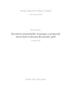 prikaz prve stranice dokumenta KREATIVNE MARKETINŠKE STRATEGIJE U PROMOCIJI STREET FOOD RESTORANA KREMENKO GRILL