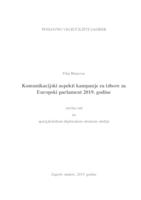 prikaz prve stranice dokumenta Komunikacijski aspekti kampanje za izbore za Europski parlament 2019. godine