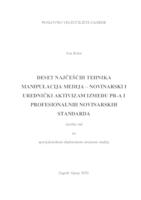 prikaz prve stranice dokumenta DESET NAJČEŠĆIH TEHNIKA MANIPULACIJA MEDIJA – NOVINARSKI I UREDNIČKI AKTIVIZAM IZMEĐU PR-A I PROFESIONALNIH NOVINARSKIH STANDARDA