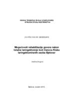 prikaz prve stranice dokumenta Mogućnost rehabilitacije govora nakon totalne laringektomije kod članova Kluba laringektomiranih osoba Bjelovar