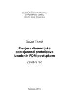 prikaz prve stranice dokumenta Dimenzijska postojanost prototipova izrađenih FDM postupkom