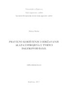 prikaz prve stranice dokumenta PRAVILNO KORIŠTENJE I ODRŽAVANJE ALATA I STROJEVA U TVRTCI DALEKOVOD d.o.o.