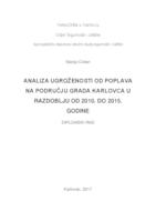 prikaz prve stranice dokumenta Analiza ugroženosti od poplava na području grada Karlovca u razdoblju od 2010. do 2015. godine