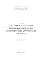 prikaz prve stranice dokumenta Istraživanje zadovoljstva radnika na radnom mjestu intervju metodom u tvrtki Color emajl d.o.o