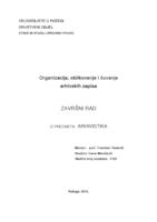 prikaz prve stranice dokumenta ORGANIZACIJA, OBLIKOVANJE I ČUVANJE ARHIVSKIH ZAPISA