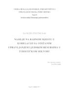prikaz prve stranice dokumenta Nasilje na radnom mjestu u korelaciji sa otežanim upravljanjem ljudskim resursima u turističkom sektoru